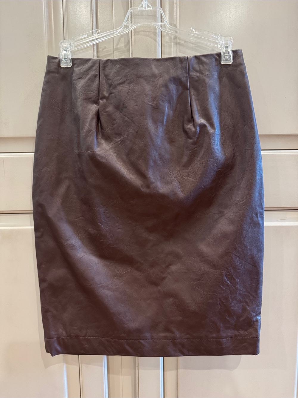 Ann Taylor Dark Brown Faux Leather Pencil Skirt